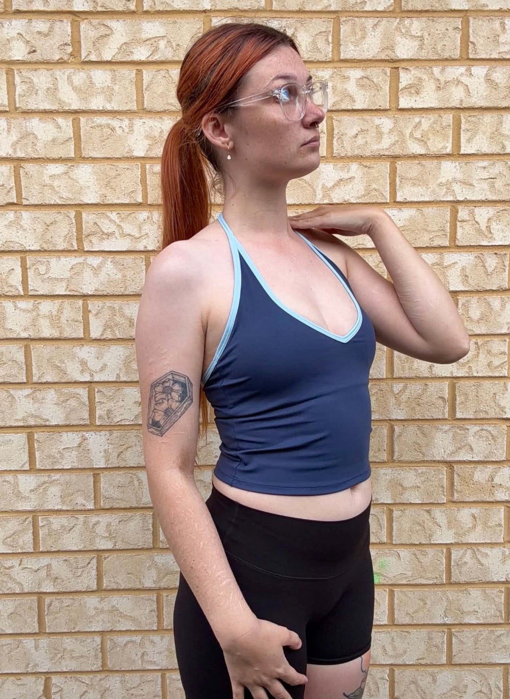 Blue on blue halter
