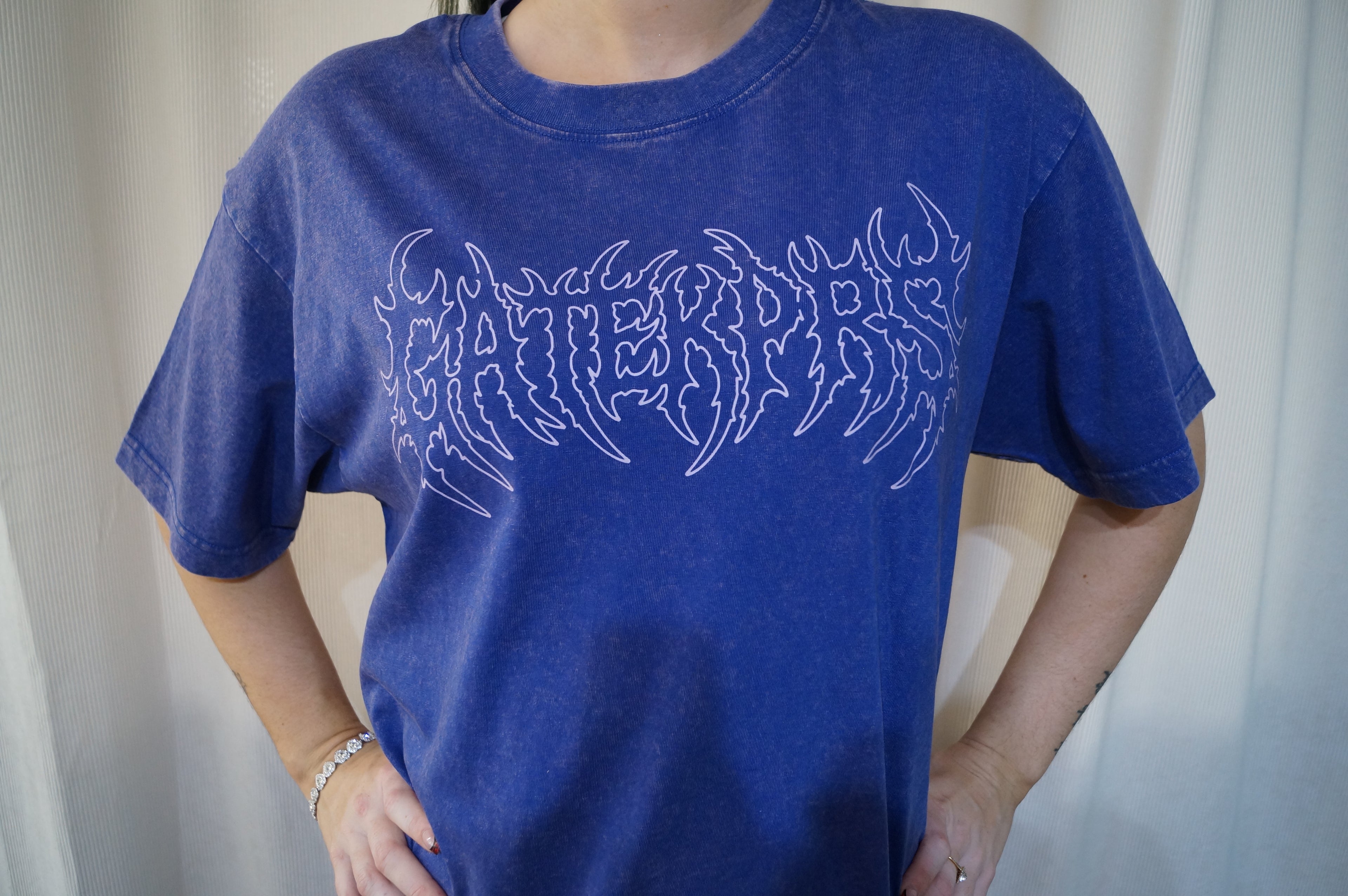 Blue acid wash oversized Graphic T
