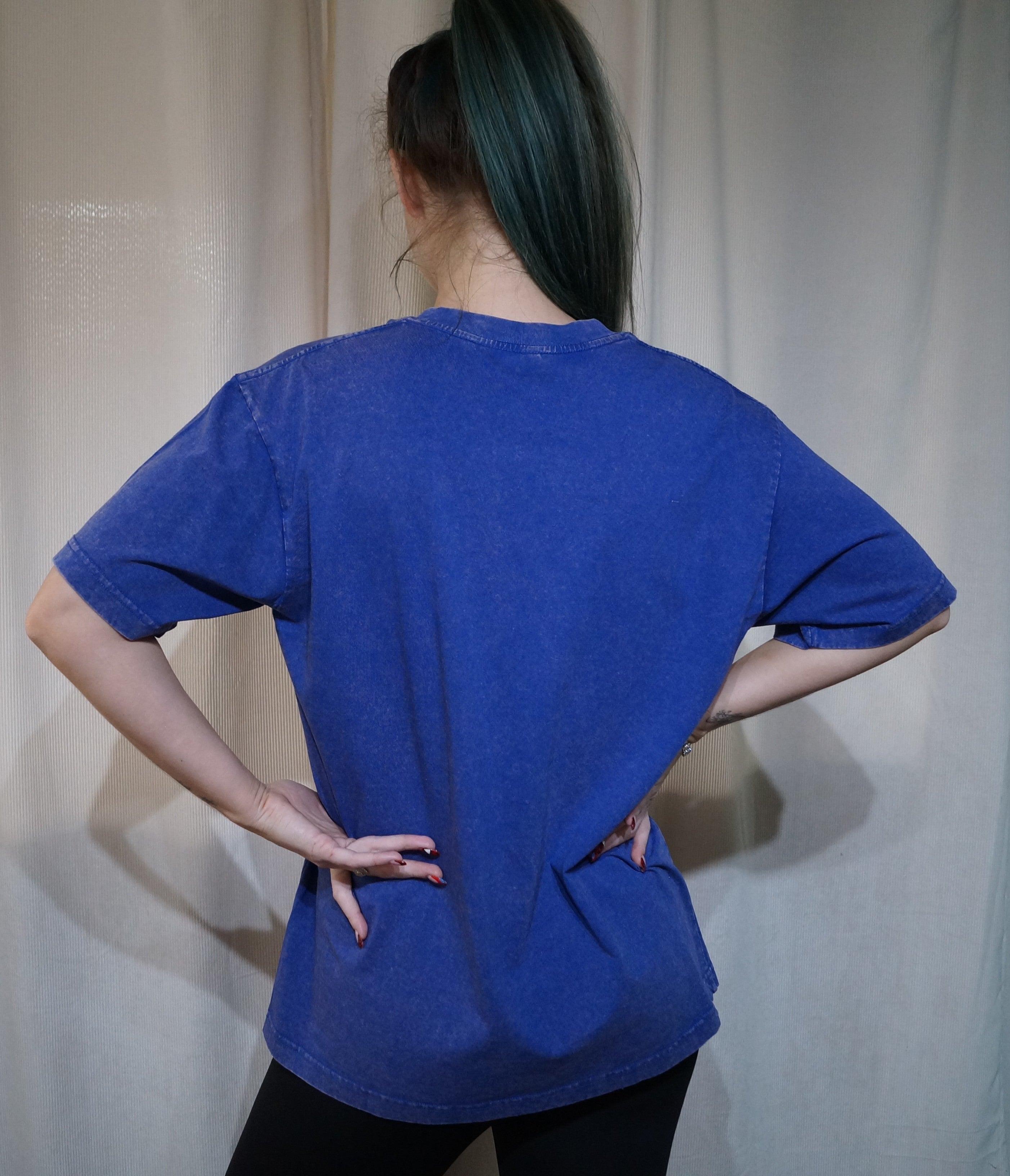 Blue acid wash oversized Graphic T