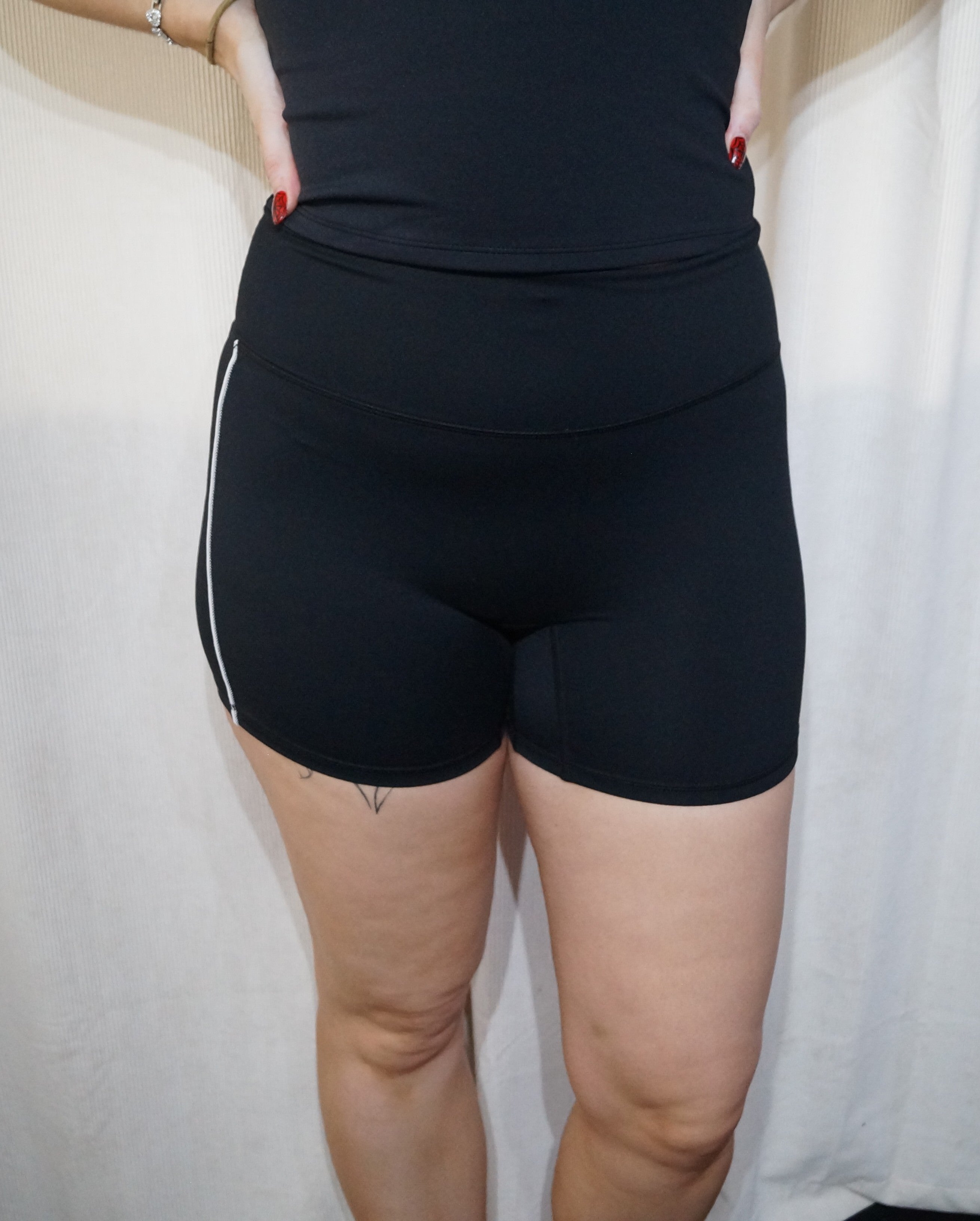 black short white stripe